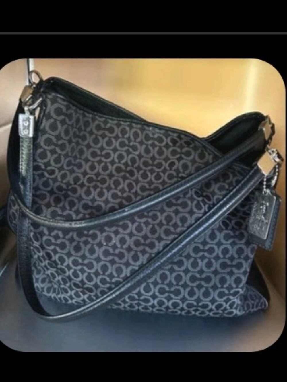 Coach Mini cc Op Art Needlepoint Madison Phoebe Jacquard & Leather Shoulder Bag